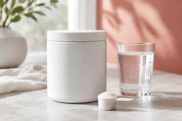 Blank frosted pillow mist spray bottle and matching unprinted carton displayed on a cream stone pedestal with folded linen.